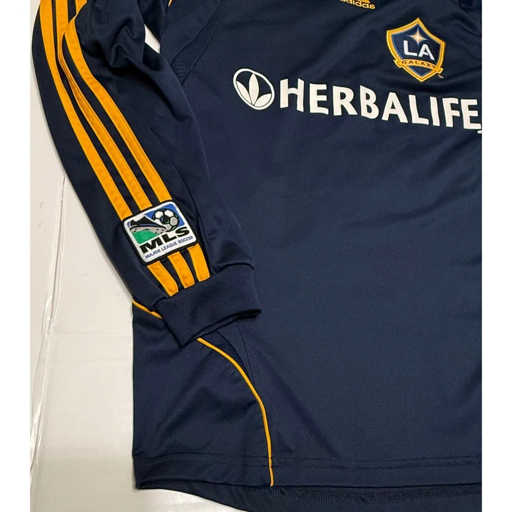 Adidas LA Galaxy Beckham 23 Jersey Mens Large Navy Blue Long Sleeve Soccer MLS